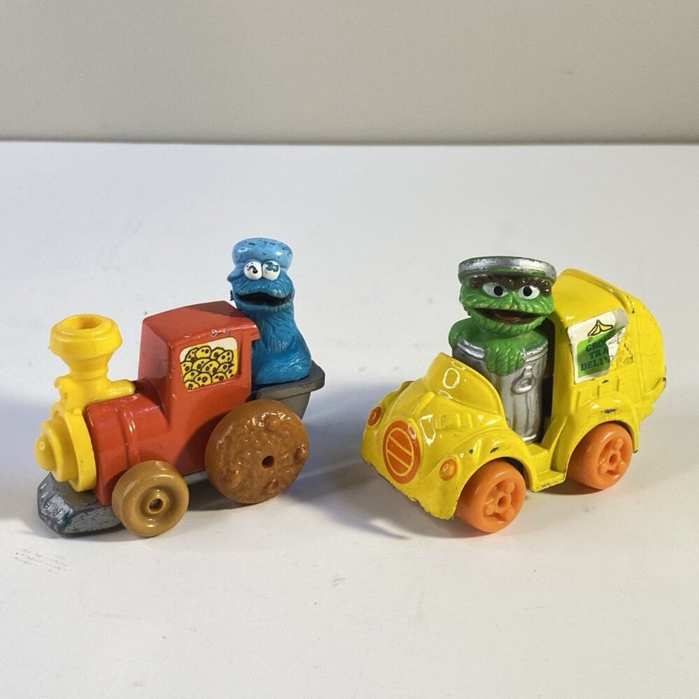 Hasbro Sesame Street Diecast Cars - 1981 to 1982 Lot of 2 Grouch Cookie Monster